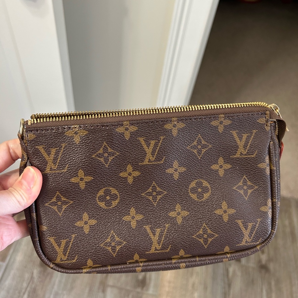 Brown monogram pouch